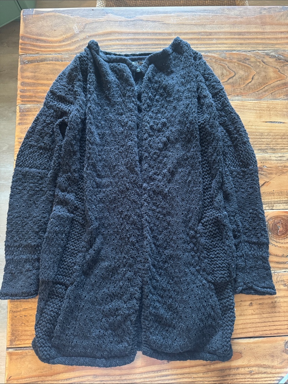Lucky Brand Black Cozy Knitted Texture Open-Front Women's Sweater Cardigan Small